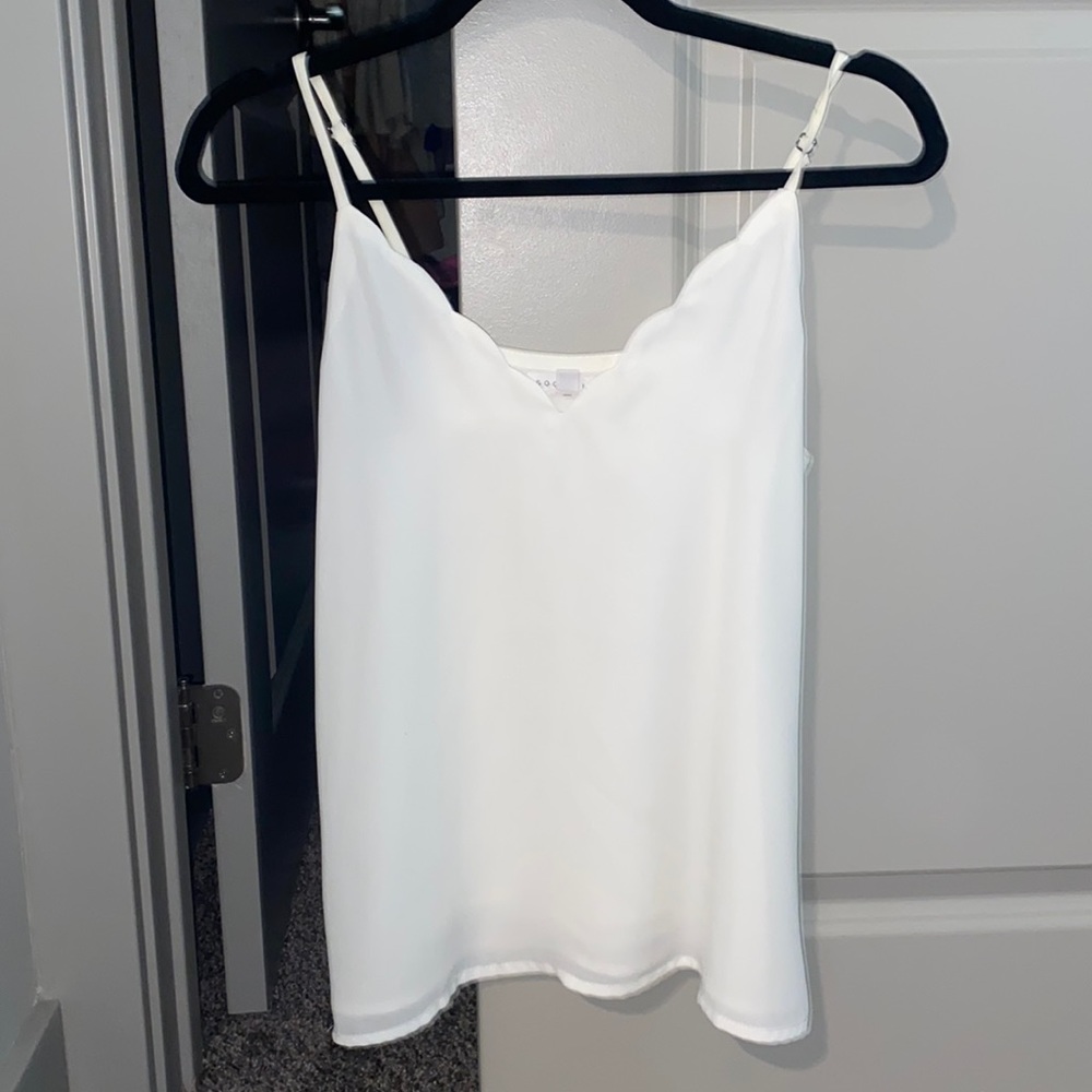 Scalloped White Tank Top